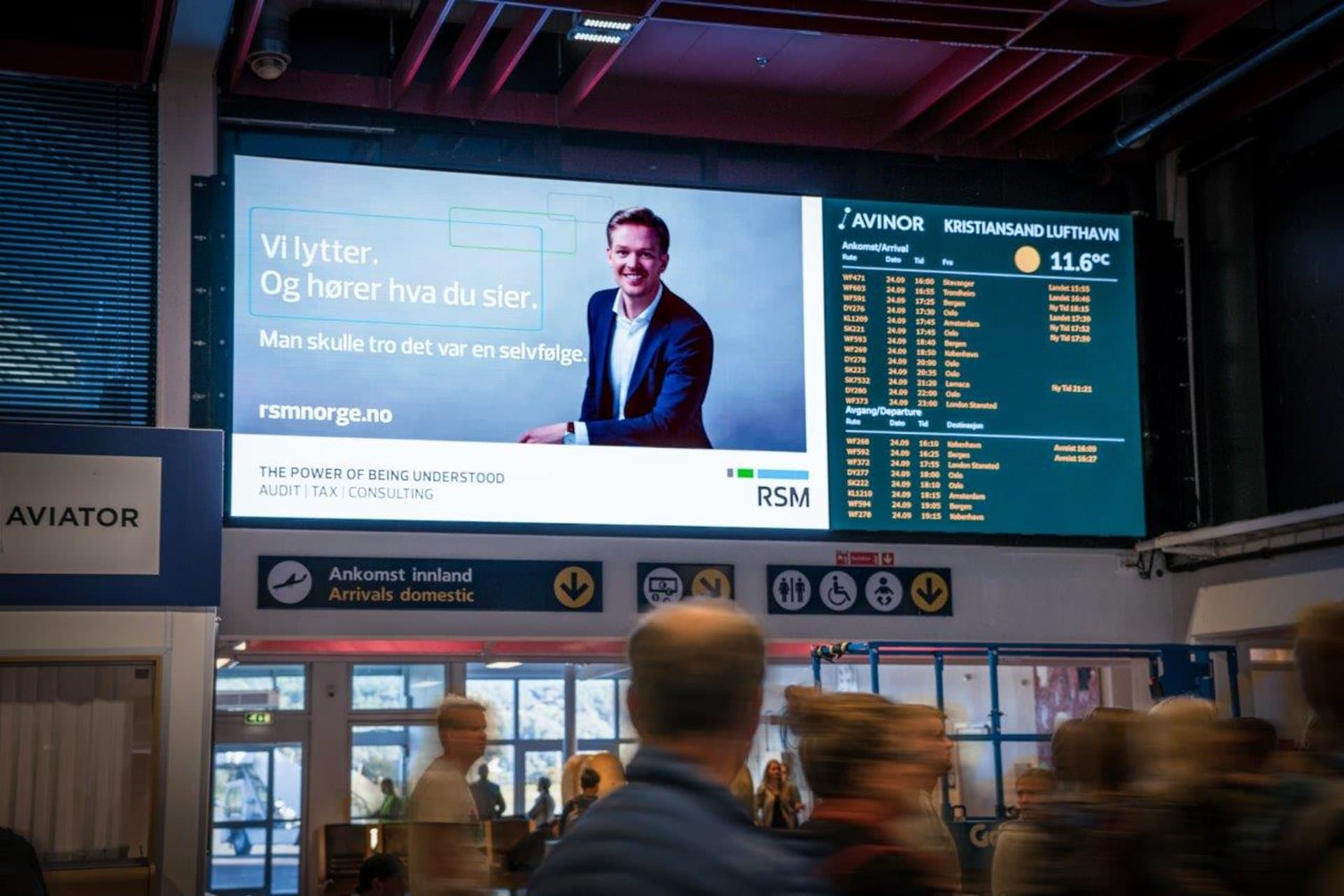 innendørs LED-skjerm (P2.5) hos Avinor Kristiansand